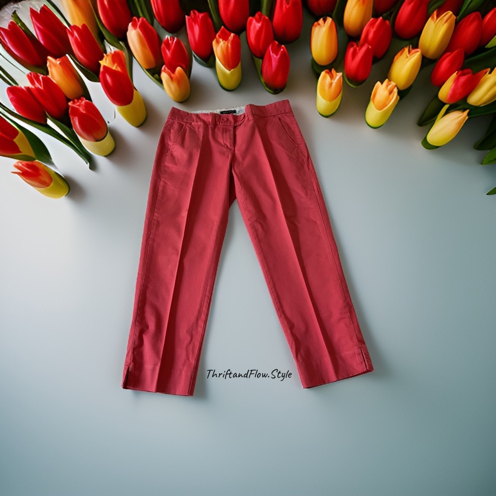 NWOT | CROP PANTS | SIZE 8 |TOMMY HILFIGER | CORAL BRICK | COTTON | SPANDEX